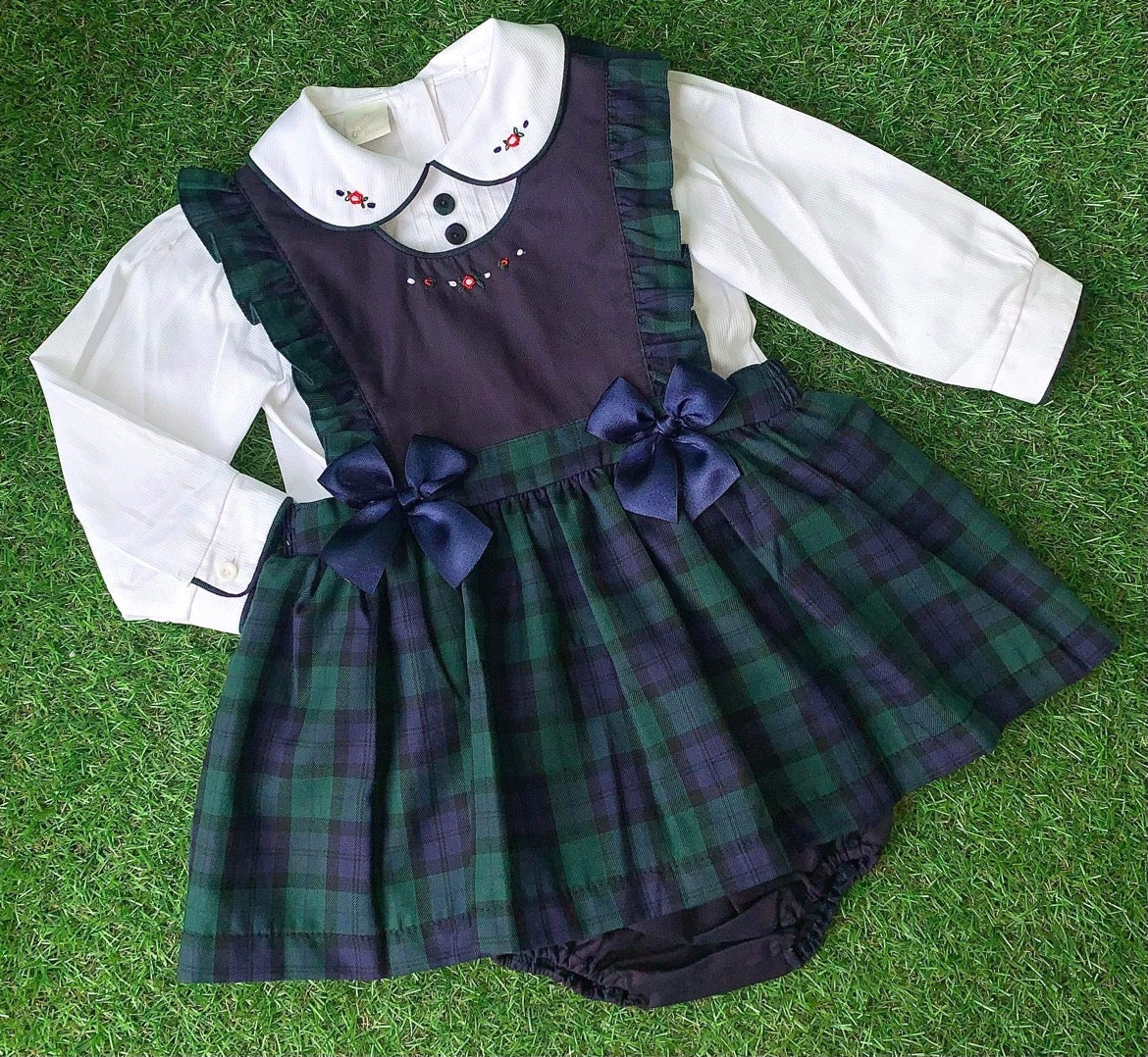 Pretty Originals Girls Tartan Pinafore Dress Bubba Booties Pretty Originals Girls Tartan Pinafore Dress Bubba Booties