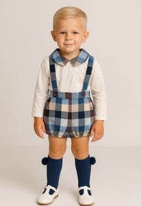Boys Deolinda Blue Tartan Hbar Set