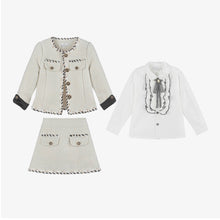 Load image into Gallery viewer, Beau Kid Girls Ivory Tweed Skirt Set