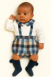 Boys Deolinda Blue Tartan Hbar Set