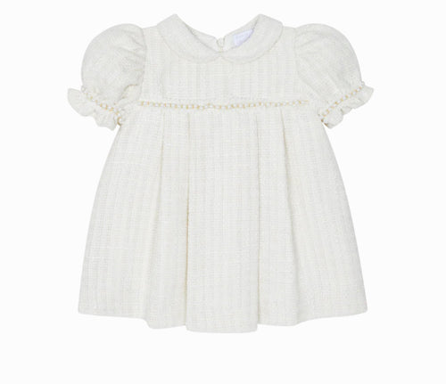 AW25 CHIC BY DEOLINDA Cream Tweed & Pearl Girls Dress