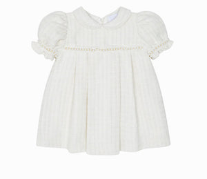 AW25 CHIC BY DEOLINDA Cream Tweed & Pearl Girls Dress