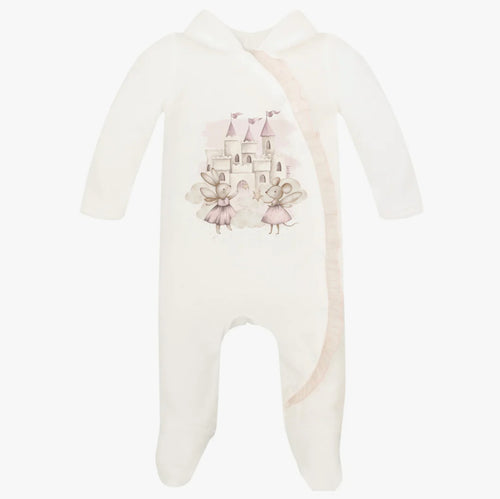 Jamiks Velour Jolene Mouse Babygrow - Pink