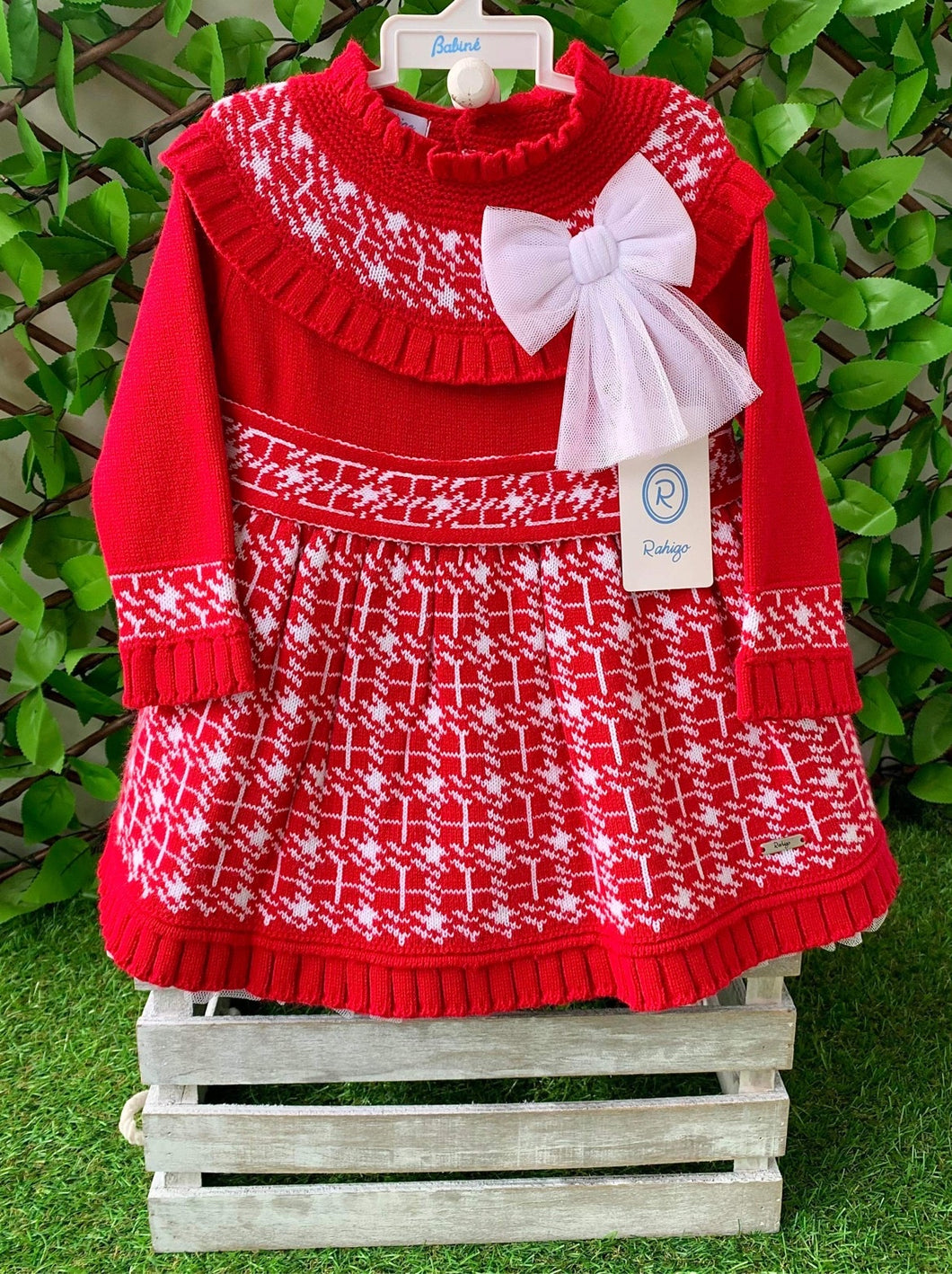 Rahigo Girls Red-White Dress & Nickers