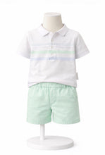 Load image into Gallery viewer, Pastels &amp; Co Boys Bryce Beach Hut Blues Polo &amp; Short Set - Mint 💚