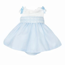 Load image into Gallery viewer, WEE ME BABY GIRL PALE BLUE DRESS SHOULDER BOW WITH PANTS