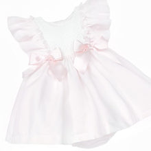 Load image into Gallery viewer, WEE ME BABY GIRL PINK WAFFLE PUFF BALL FRILLY SHOULDER DRESS WITH PANTS