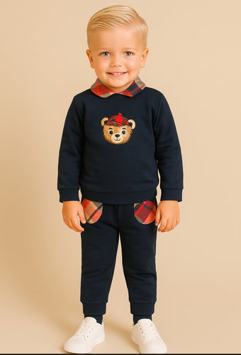 Deolinda Teddy Tartan Tracksuit - Navy