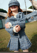 Load image into Gallery viewer, Abel &amp; Lula Girls Tweed Jacket &amp; Skirt Set - Sky Blue