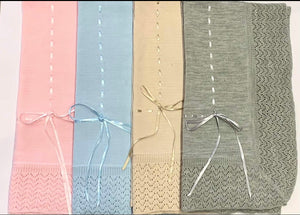 Spanish Knitted Baby Blanket - Camel