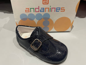 Andanines Navy Patent Buckle Shoe