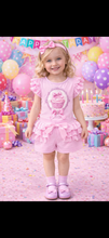 Load image into Gallery viewer, Giorgio Bambini Girls Cup Cake 🧁 Short Set with Hair Piece - Pink 🩷