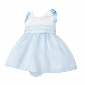 WEE ME BABY GIRL PALE BLUE DRESS SHOULDER BOW WITH PANTS