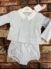 Load image into Gallery viewer, Deolina Smocked Baby Boys 2 Piece Set - Blue