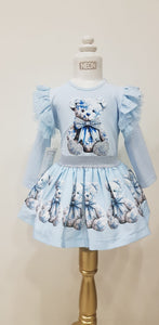 Neon Girls Teddy Skirt Set - Blue