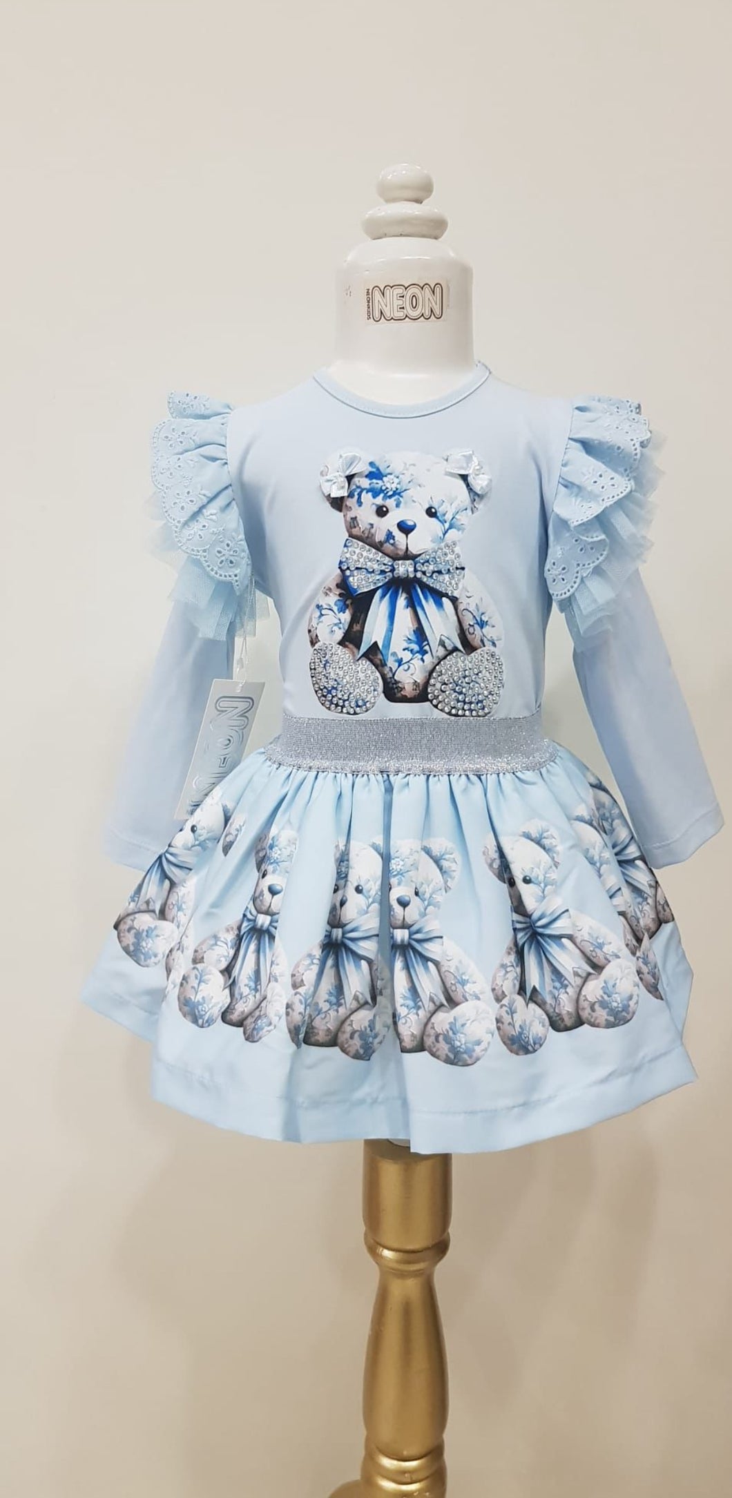 Neon Girls Teddy Skirt Set - Blue
