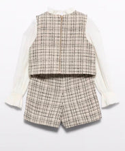 Load image into Gallery viewer, Abel &amp; Lula Girls' Tweed Shirt-Effect Bermuda Shorts Set