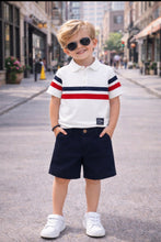 Load image into Gallery viewer, Mayoral Boys Stripped Polo Short Set - White, Red &amp; Navy