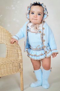 Pre-Order Rahigo Girls 3 Piece Set with Socks - Blue & Camel (Bonnet sold separately)