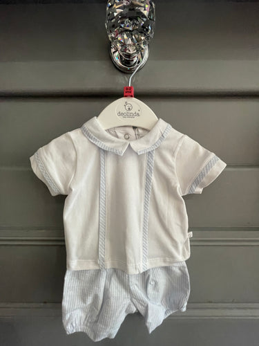 Deolinda Baby Boys 2 Piece Jam Pant Set Baby Blue & White