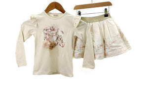 Neon Girls Teddy Skirt Set - Cream