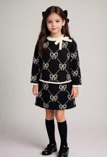 Load image into Gallery viewer, Abel and Lula Girls Knitted Bow Skirt Set - Black &amp; White