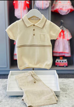 Load image into Gallery viewer, RIGOLA SS25 Boys Pearl Beige Cotton &amp; Linen Short Set