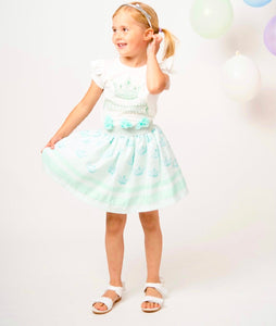 Caramelo Kids Girls Crown Skirt Set - Mint