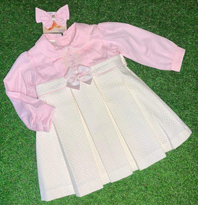 Pretty Originals Girls Cream & Pink Dress