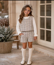 Load image into Gallery viewer, Abel &amp; Lula Girls' Tweed Shirt-Effect Bermuda Shorts Set