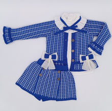 Load image into Gallery viewer, Pre-Order Rahigo EXCLUSIVE Royal Blue 5 Piece Knit Skirt Set with Beret &amp; Socks