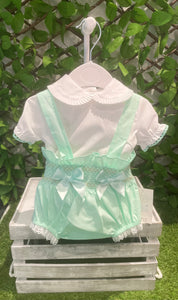 Baby Girls Double Bow Romper - Mint