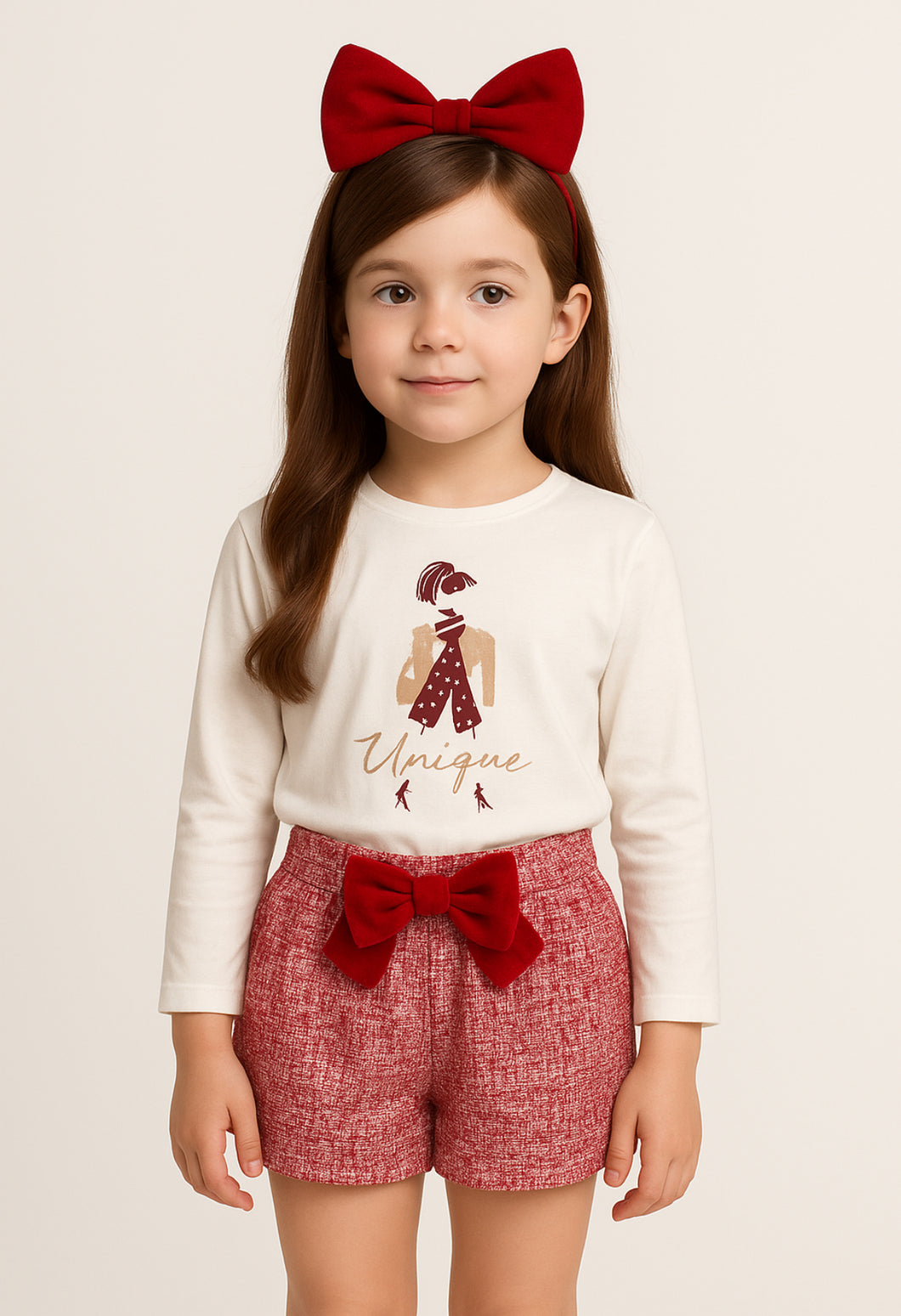 AW25 Girls Mayoral Top and Shorts Set - Macchiato