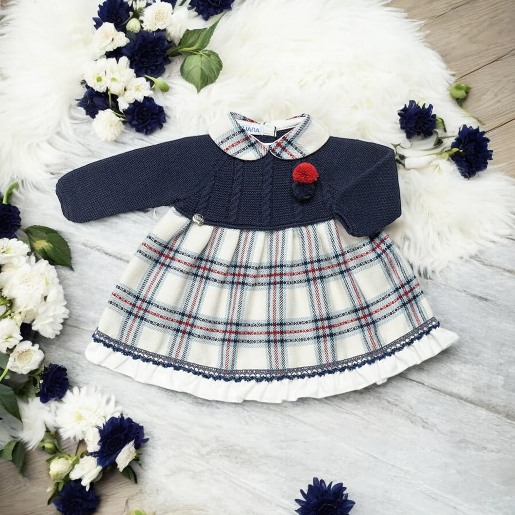 Girls Juliana Knitted Dresses Navy & Cream