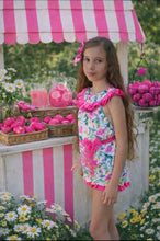Load image into Gallery viewer, Babine Girls Lemon Floral Gingham Tulle Playsuit - Hot Pink