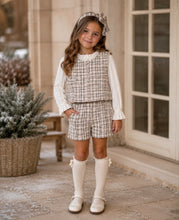 Load image into Gallery viewer, Abel &amp; Lula Girls' Tweed Shirt-Effect Bermuda Shorts Set