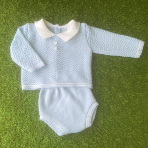 Baby Boys Knitted 2 Piece Set - Blue