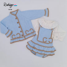 Load image into Gallery viewer, Pre-Order Rahigo Girls 3 Piece Set with Socks - Blue &amp; Camel (Bonnet sold separately)