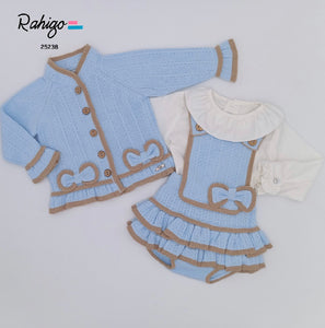 Pre-Order Rahigo Girls 3 Piece Set with Socks - Blue & Camel (Bonnet sold separately)