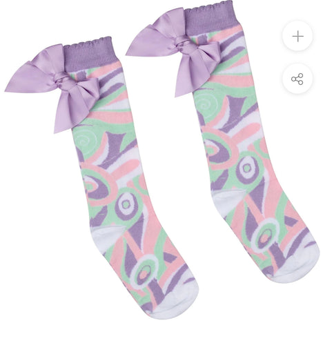 A Dee Noelle Pastel Print Knee High Socks - Lilac