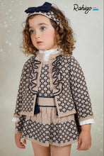Load image into Gallery viewer, Pre-Order Rahigo Girls 5 Piece Pinafore Set with Headband &amp; Socks - Camel &amp; Navy