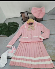 Load image into Gallery viewer, Havannah Knitted Skirt Set with Beret &amp; Socks - Baby Pink