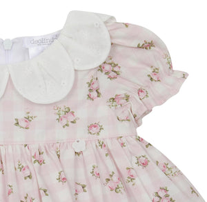 Deolinda Baby Girls Maria Pink Flower Dress and Bloomers