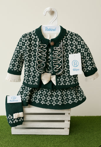 Rahigo Baby Girls Exclusive 4 Piece Green Romper Set - Green & Cream