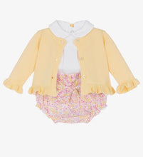 Load image into Gallery viewer, Mayoral Newborn
Baby Girls Yellow &amp; Pink Cotton Shorts Set with Floral Print