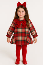Load image into Gallery viewer, Abel &amp; Lula Girls Red Tartan Dress with Velvet Bow
