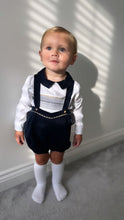 Load image into Gallery viewer, Spanish Boys Smocked Hbar Set - Navy &amp; Camel
