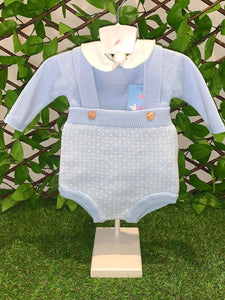 Baby Boy Knitted Hbar Set - Baby Blue