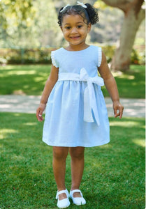 Rapife Girls Waffle Bow Dress & Pants - Blue