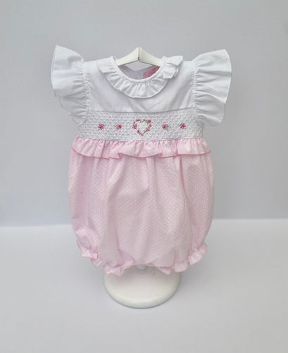 Baby Girls Romper - Pink & White